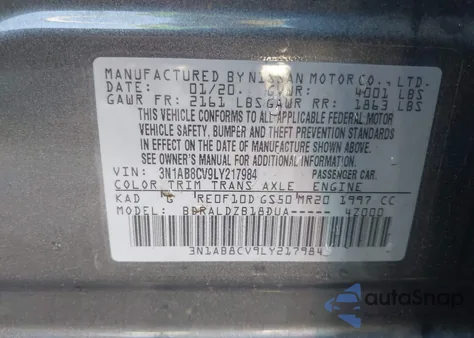 2020 Nissan Sentra Sv Xtronic Cvt from USA, damaged, VIN 3N1AB8CV9LY217984